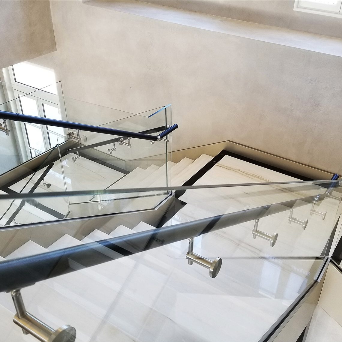 Ddouble ramp staircase glass balustrade, glass balustrade, glass staircase